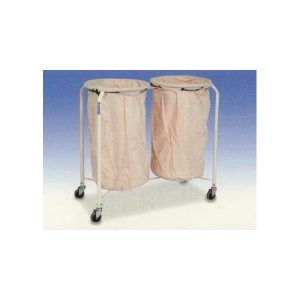 DOUBLE SOILED LINEN TROLLEY C/W TWO CANVAS BAG