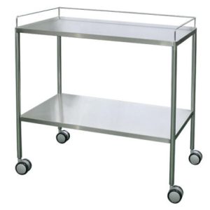STAINLESS STEEL INSTRUMENT TROLLEY C/W GUARDRAILS FS 124-A