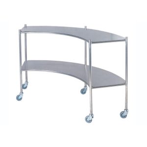 STAINLESS STEEL O.T. CURVED TROLLEY – 2 SHELVES Model: FS 127-B-2