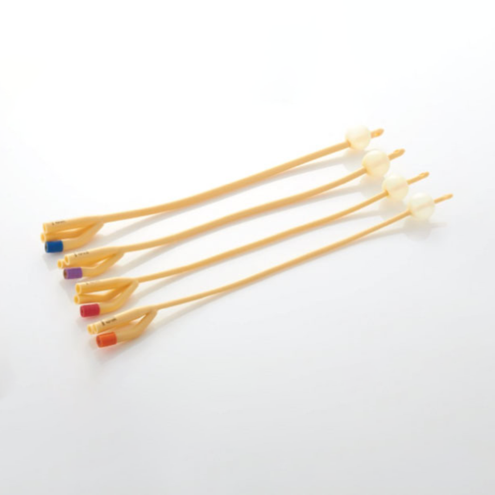 3 way latex foley catheter, silicone coated, softvalve