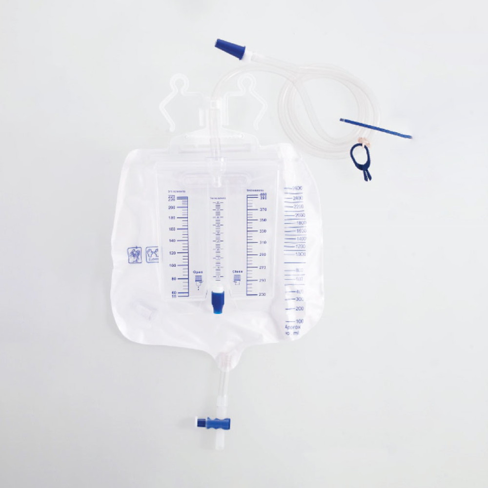 Urine Meter with Drainage Bag (Behind)